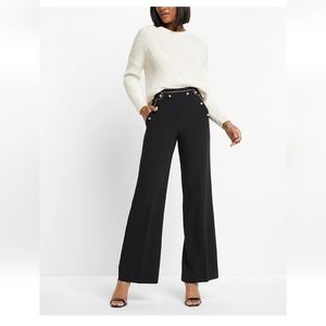 NEW EXPRESS BLACK SUPER HIGH WAISTED NOVELTY BUTTON TROUSER PANTS SIZE 6R